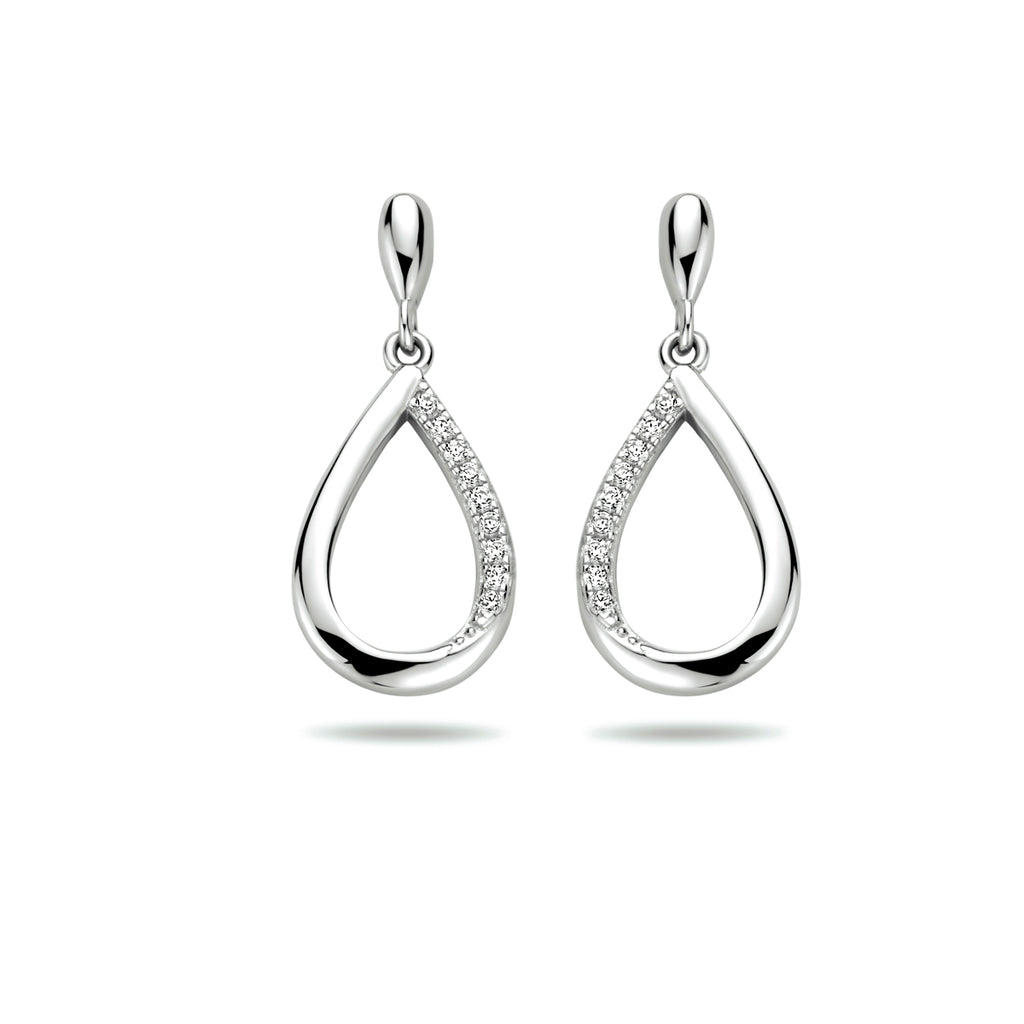 Oorhangers druppel zirkonia zilver gerhodineerd