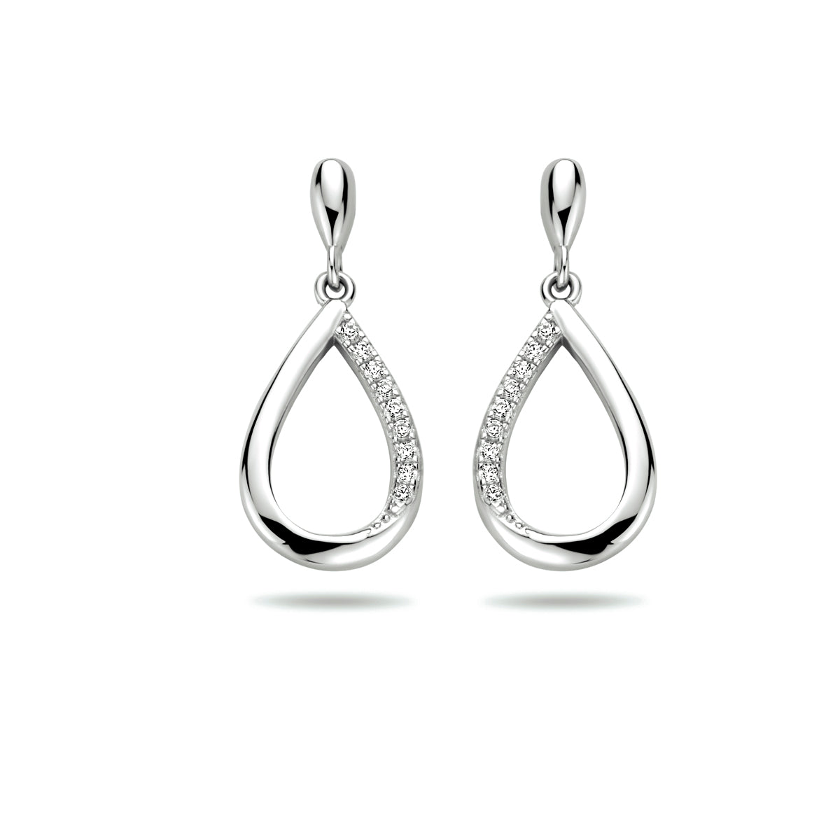 Oorhangers druppel zirkonia zilver gerhodineerd