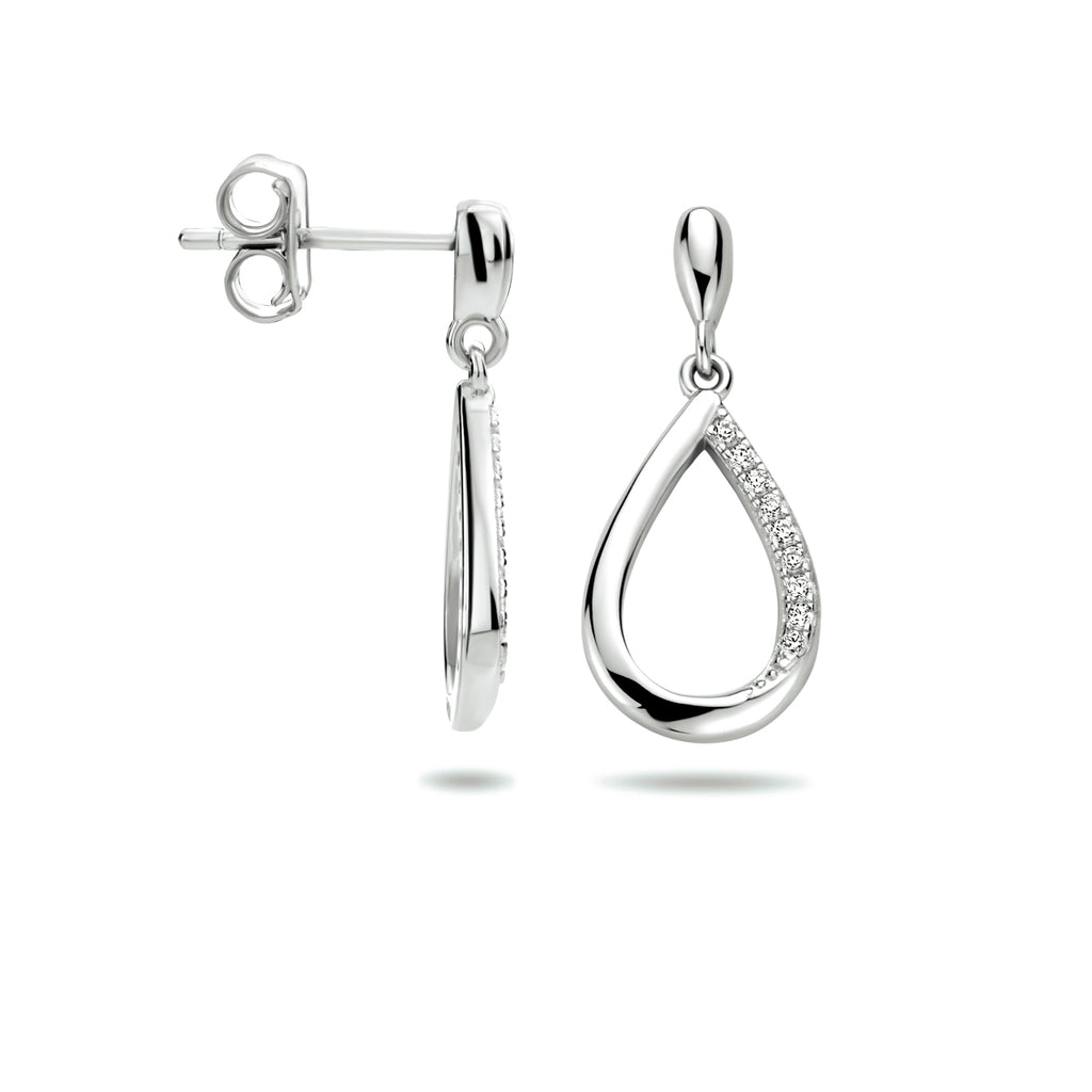 Oorhangers druppel zirkonia zilver gerhodineerd
