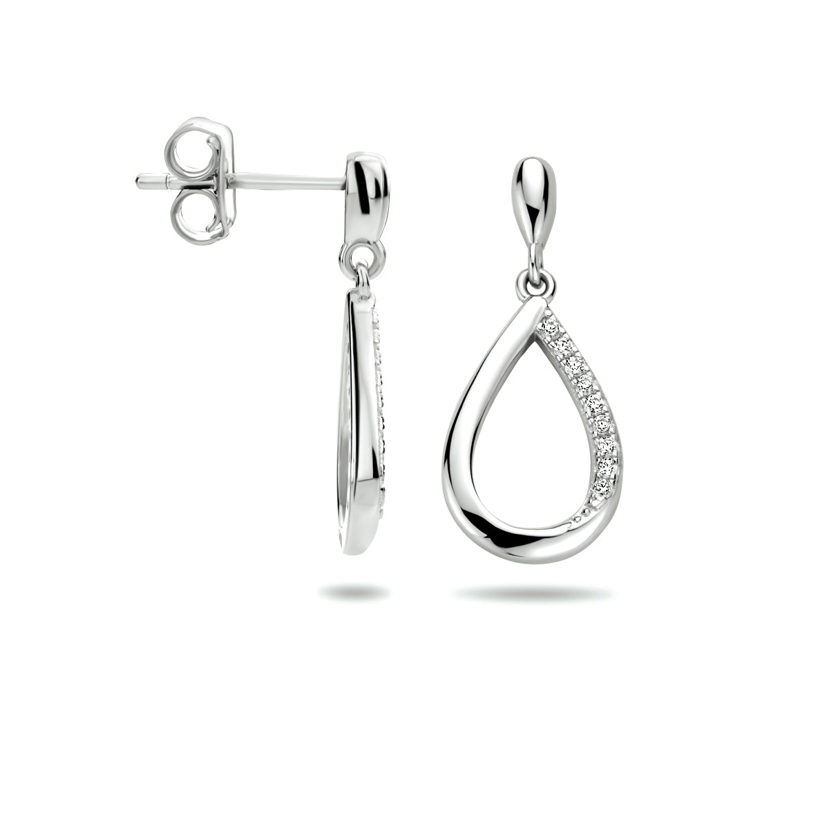Oorhangers druppel zirkonia zilver gerhodineerd