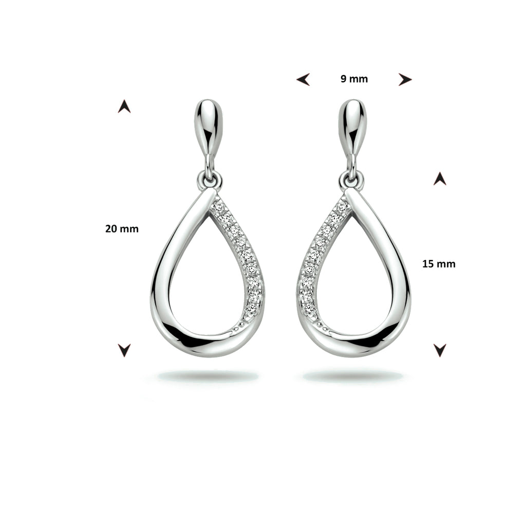 Oorhangers druppel zirkonia zilver gerhodineerd