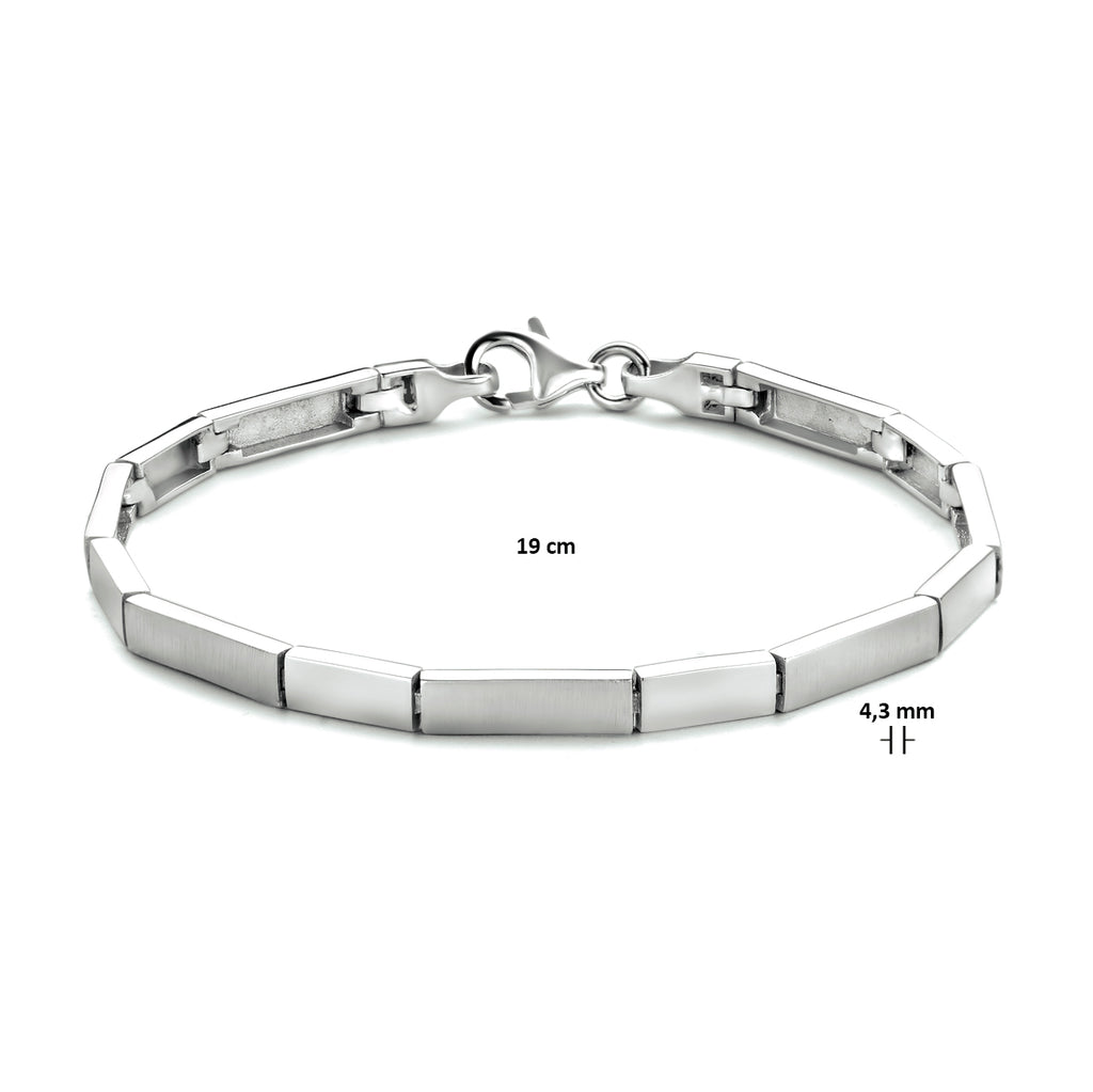 Armband 4,3 mm 19 cm poli/mat zilver gerhodineerd