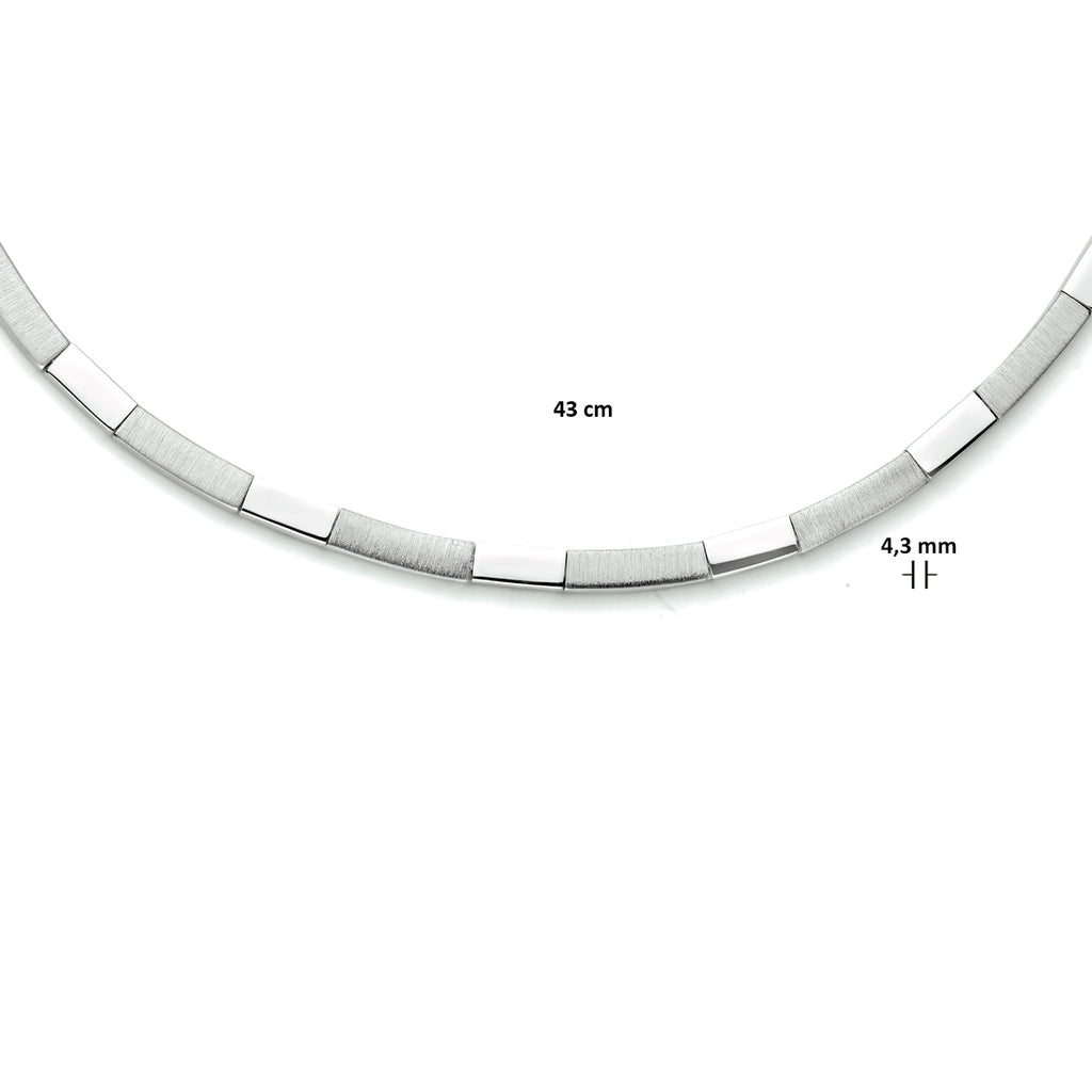 Collier 4,3 mm 43 cm poli/mat zilver gerhodineerd