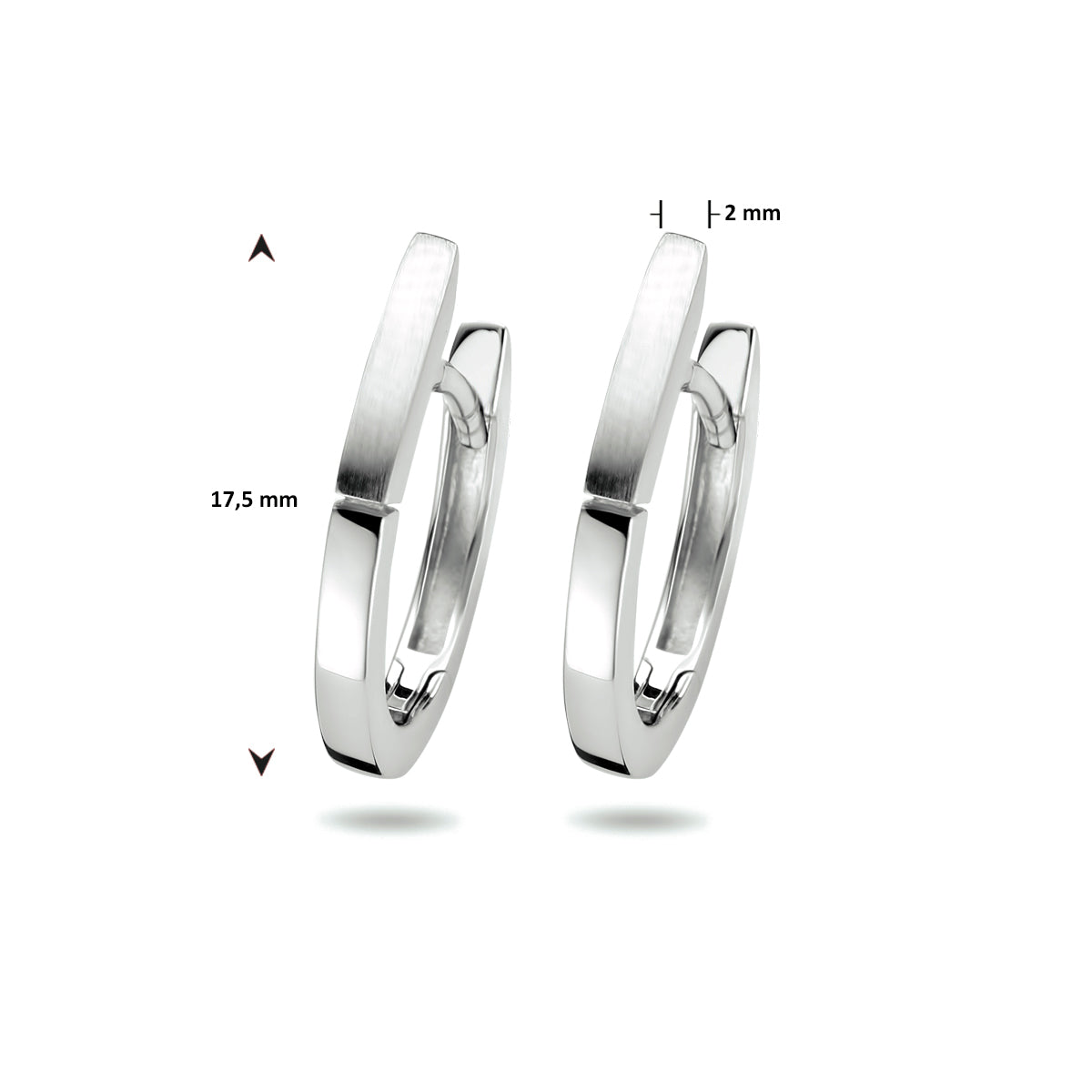 Klapoorringen poli/mat zilver gerhodineerd