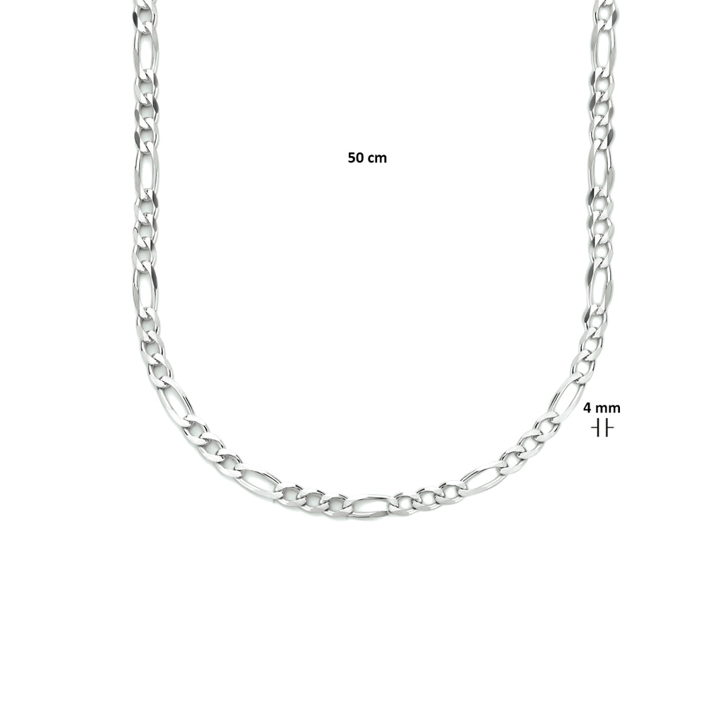 Collier figaro 4,0 mm 50 cm zilver gerhodineerd