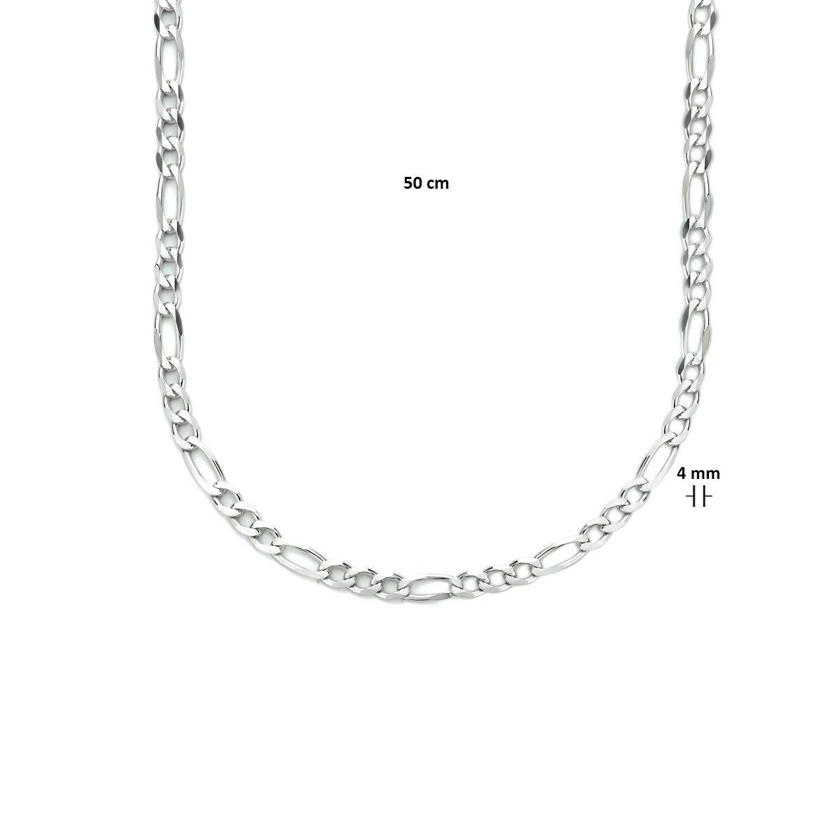 Collier figaro 4,0 mm 50 cm zilver gerhodineerd