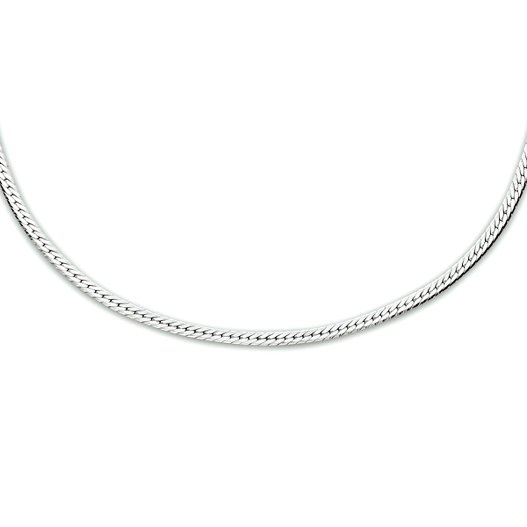 Collier slang plat 1,7 mm 40 + 5 cm zilver gerhodineerd