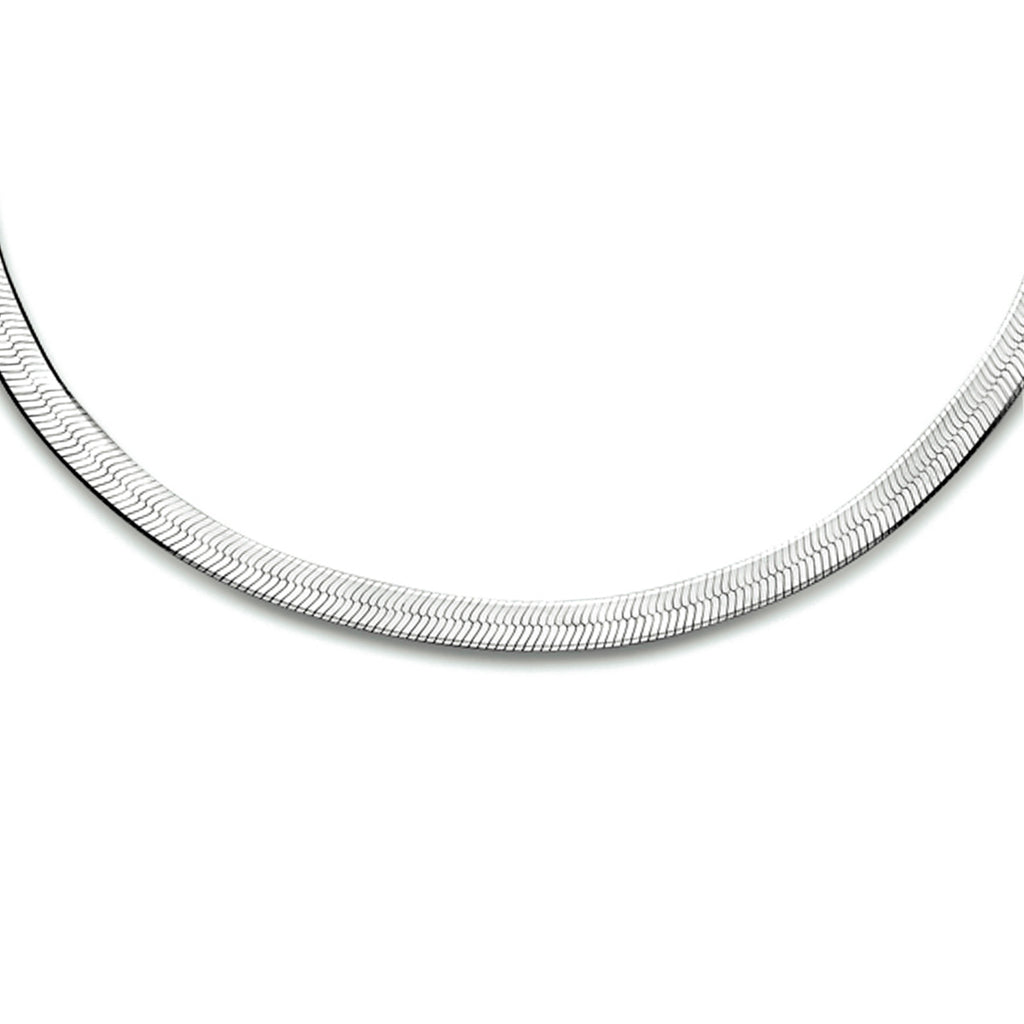 Collier slang plat 3,3 mm 40 + 5 cm zilver gerhodineerd