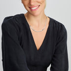 Collier slang plat 3,3 mm 40 + 5 cm zilver gerhodineerd