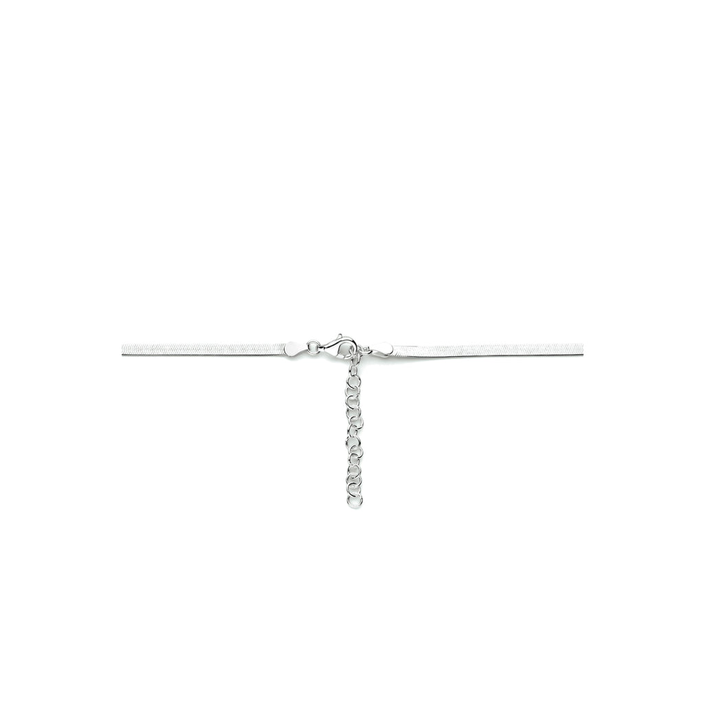 Collier slang plat 3,3 mm 40 + 5 cm zilver gerhodineerd