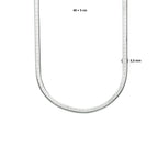 Collier slang plat 3,3 mm 40 + 5 cm zilver gerhodineerd