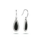 Oorhangers franse haak onyx en zirkonia zilver gerhodineerd
