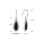 Oorhangers franse haak onyx en zirkonia zilver gerhodineerd