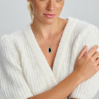 Hanger onyx en zirkonia zilver gerhodineerd