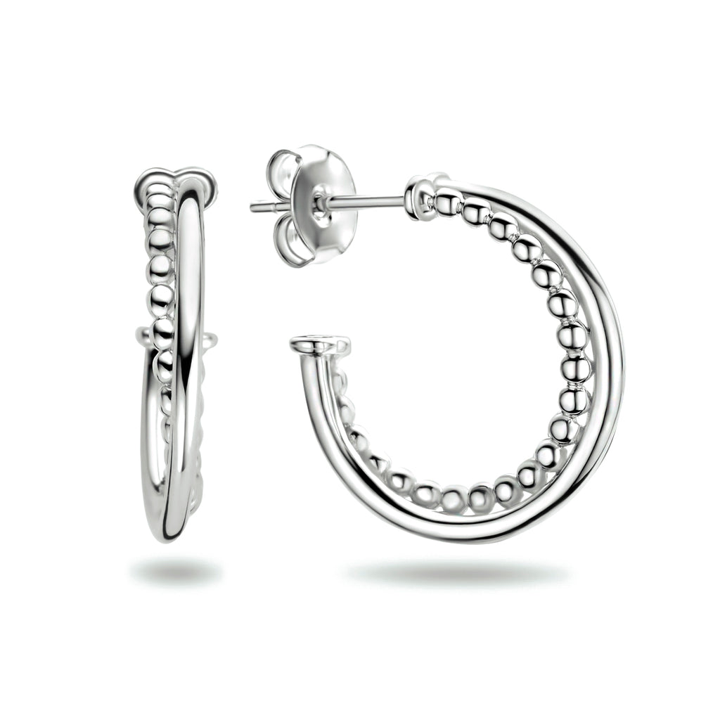 Stekeroorringen bolletjes zilver gerhodineerd