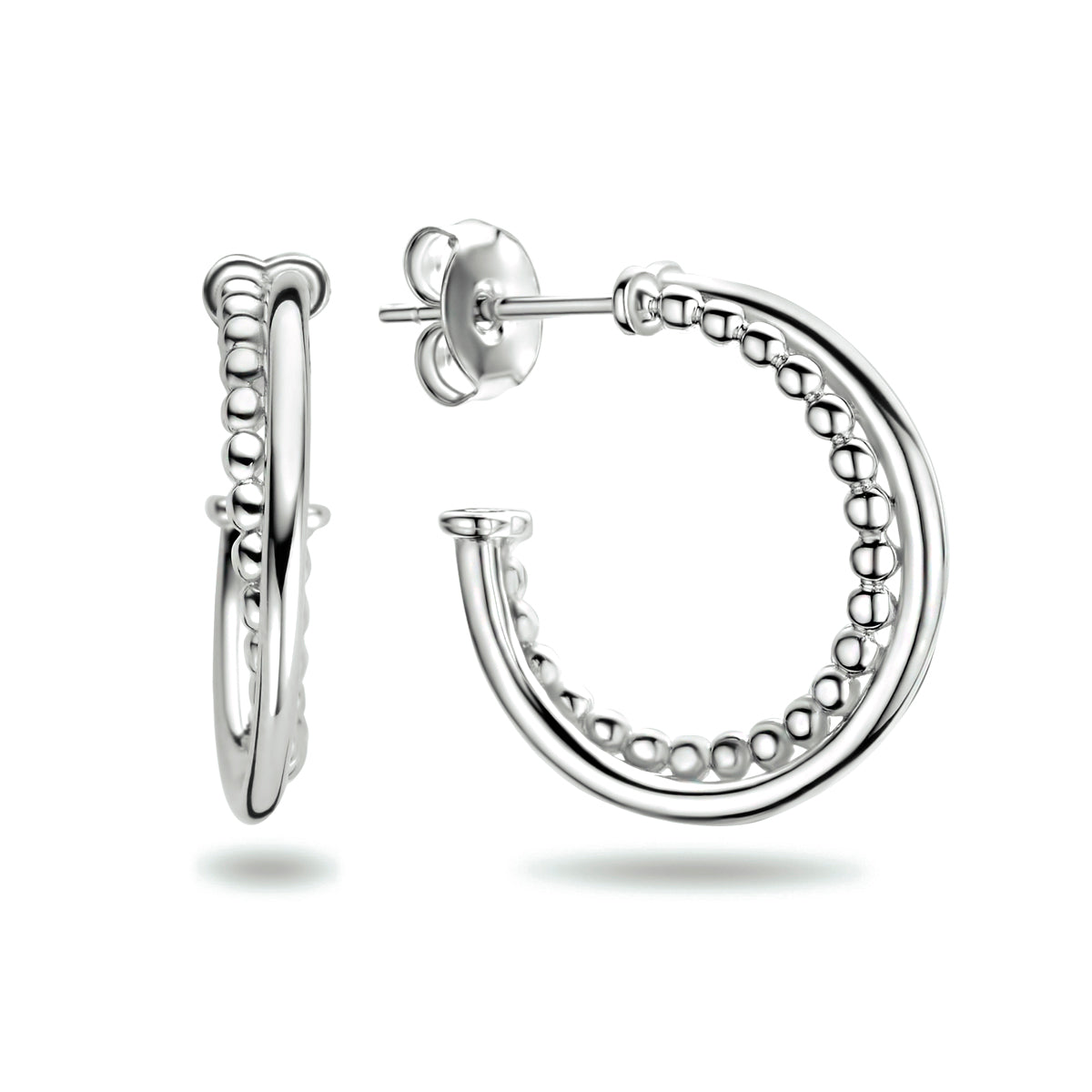 Stekeroorringen bolletjes zilver gerhodineerd