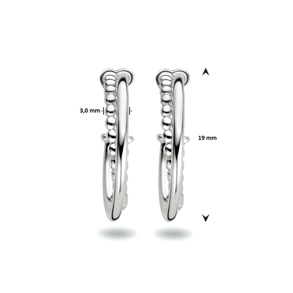 Stekeroorringen bolletjes zilver gerhodineerd