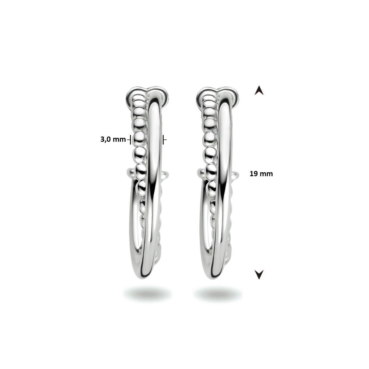 Stekeroorringen bolletjes zilver gerhodineerd
