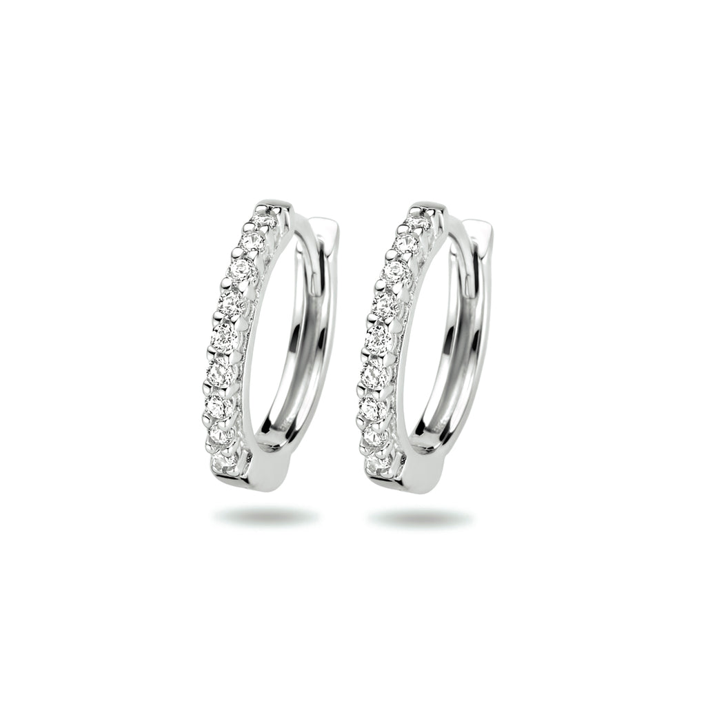 Klapoorringen zirkonia zilver gerhodineerd