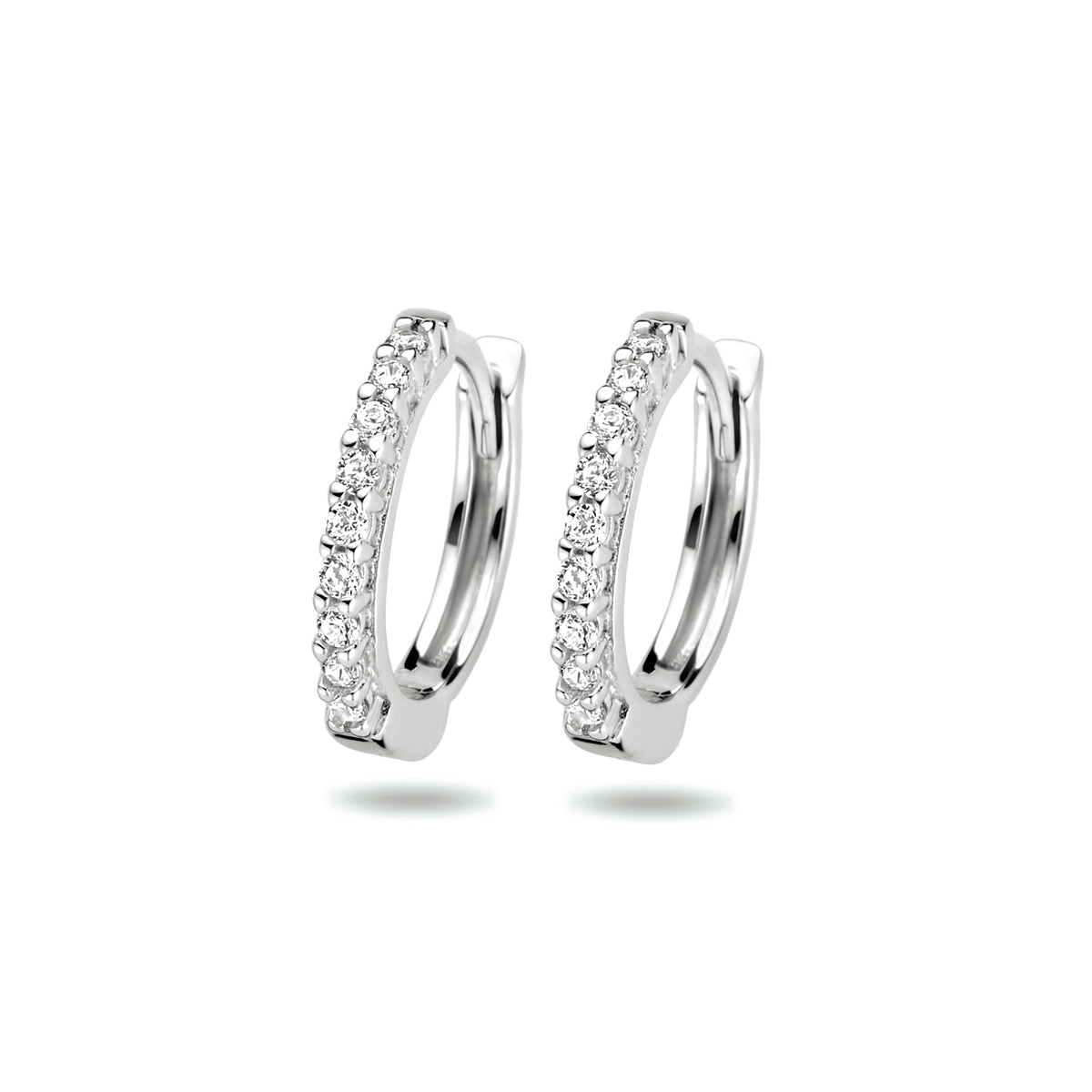 Klapoorringen zirkonia zilver gerhodineerd