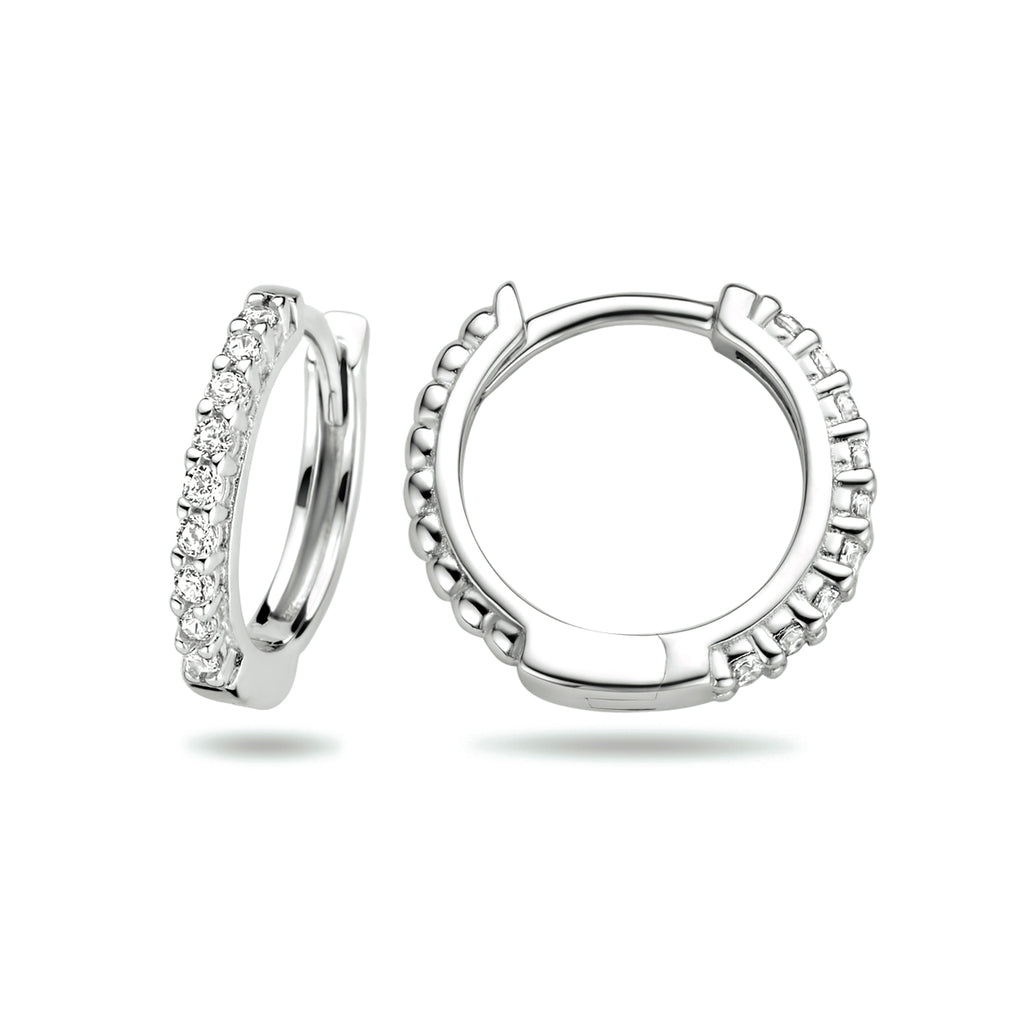 Klapoorringen zirkonia zilver gerhodineerd