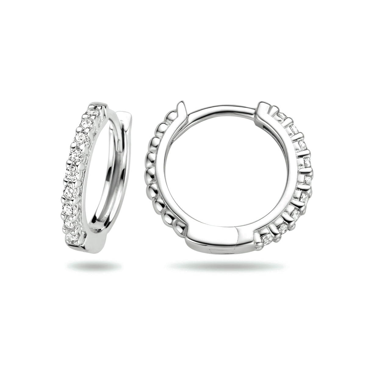 Klapoorringen zirkonia zilver gerhodineerd