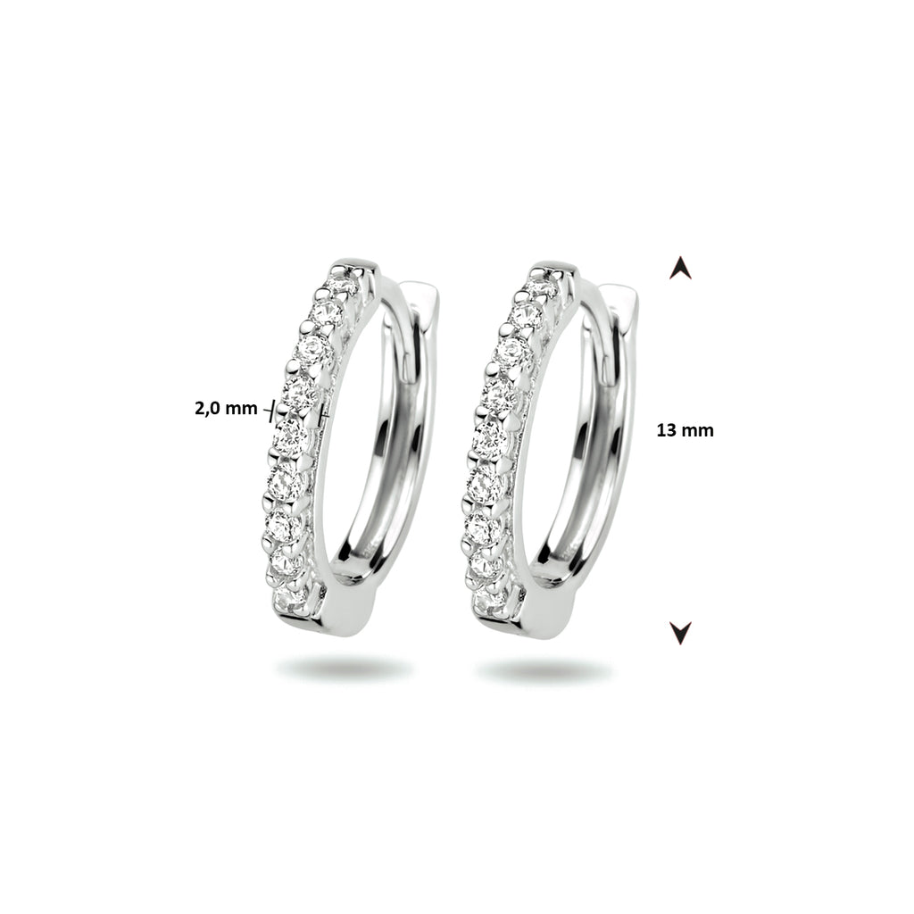 Klapoorringen zirkonia zilver gerhodineerd