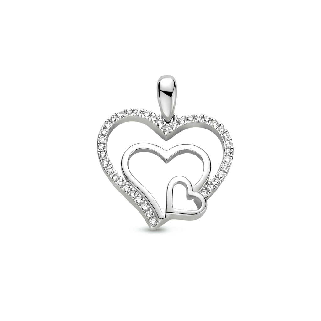 Hanger hart zirkonia zilver gerhodineerd