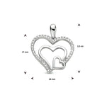 Hanger hart zirkonia zilver gerhodineerd