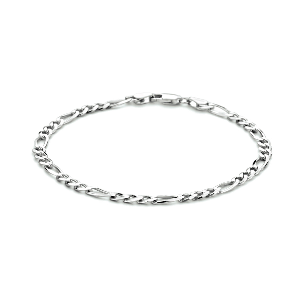 Armband figaro 4,0 mm 20 cm zilver gerhodineerd