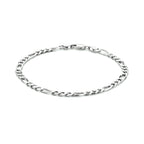 Armband figaro 4,0 mm 20 cm zilver gerhodineerd