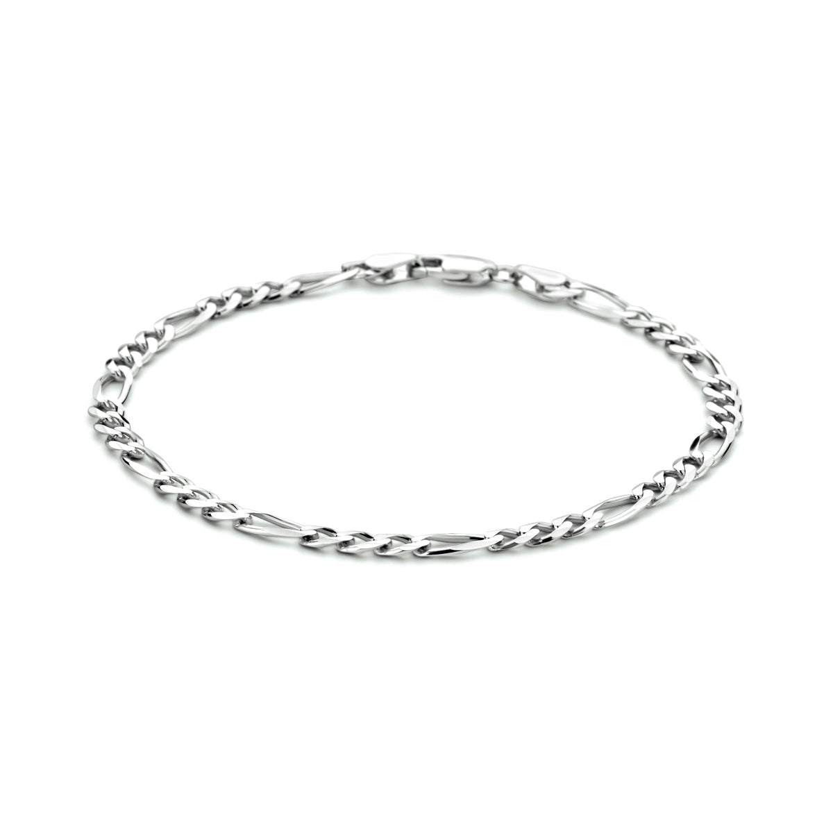 Armband figaro 4,0 mm 20 cm zilver gerhodineerd