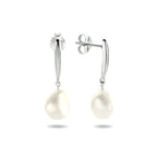 Oorhangers parel zilver gerhodineerd