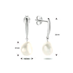 Oorhangers parel zilver gerhodineerd