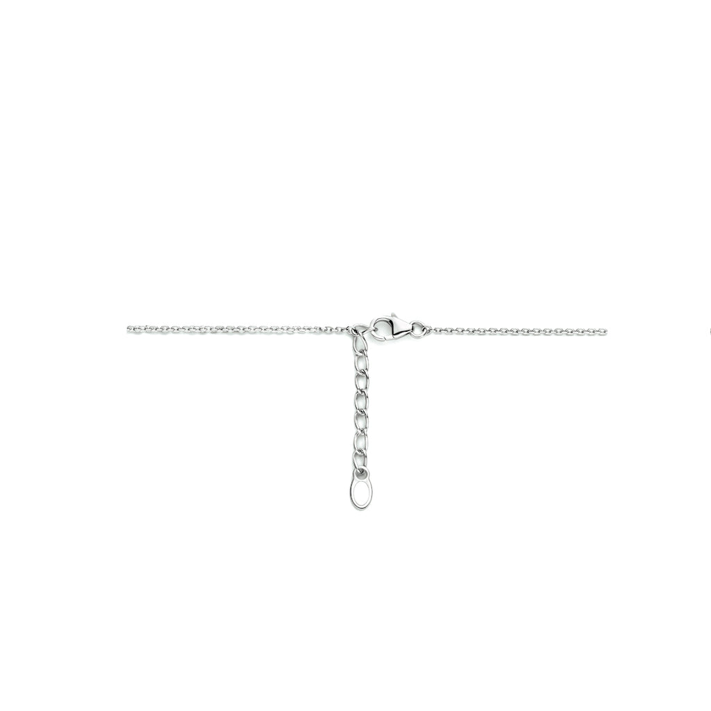 Collier parel en zirkonia 42 + 3 cm zilver gerhodineerd