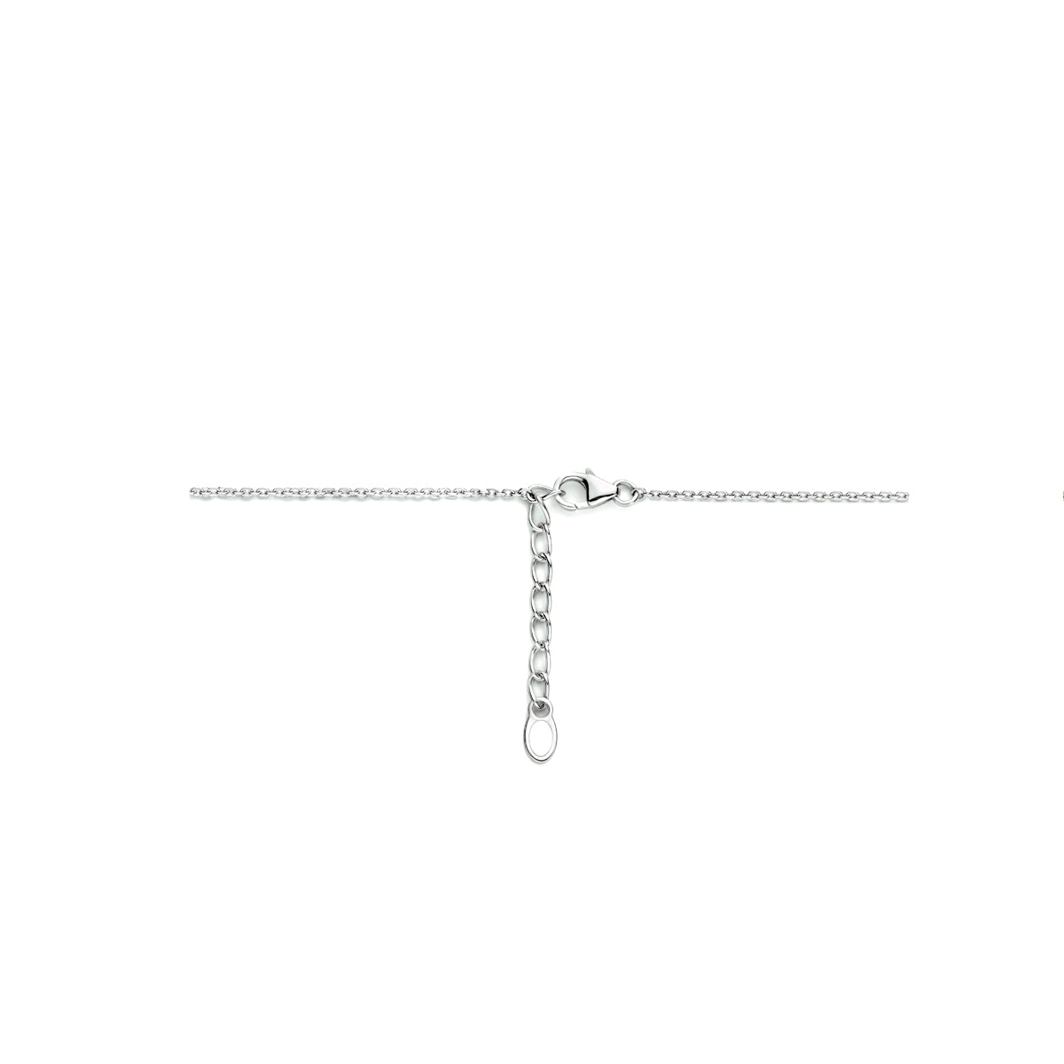 Collier parel en zirkonia 42 + 3 cm zilver gerhodineerd