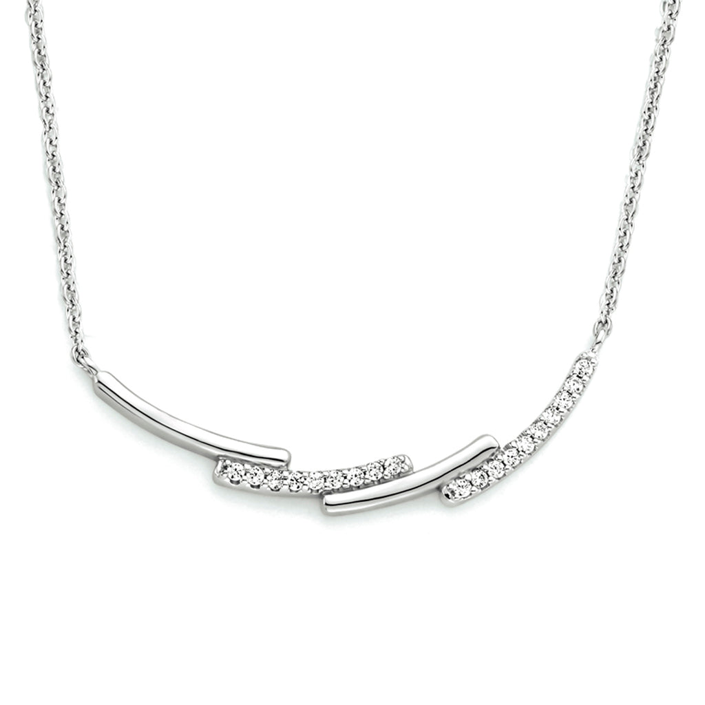 Collier zirkonia 42 + 3 cm zilver gerhodineerd