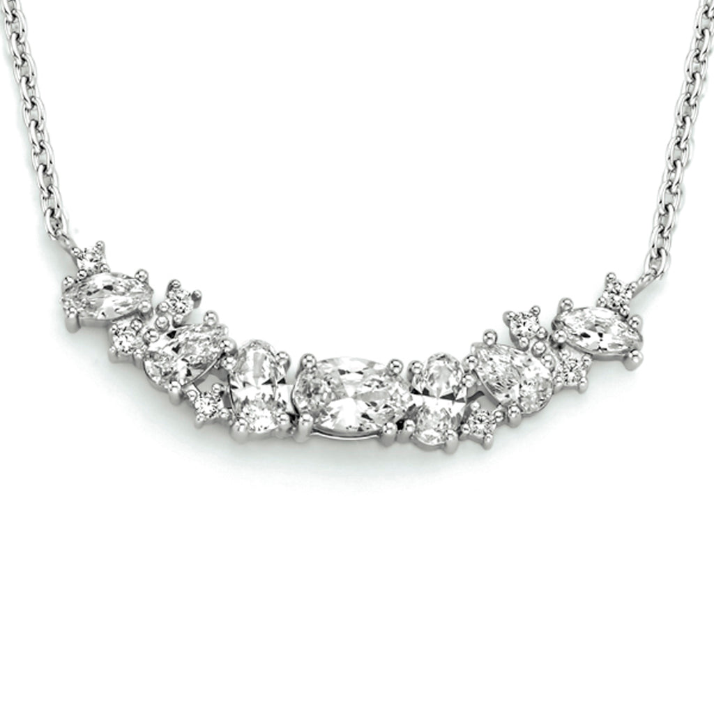 Collier zirkonia 42 + 3 cm zilver gerhodineerd