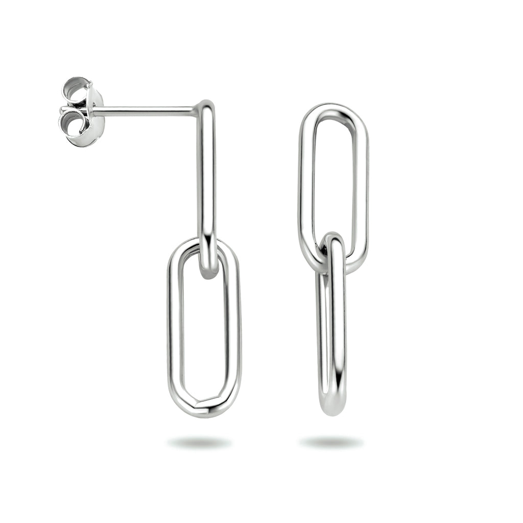 Oorhangers paperclip zilver gerhodineerd