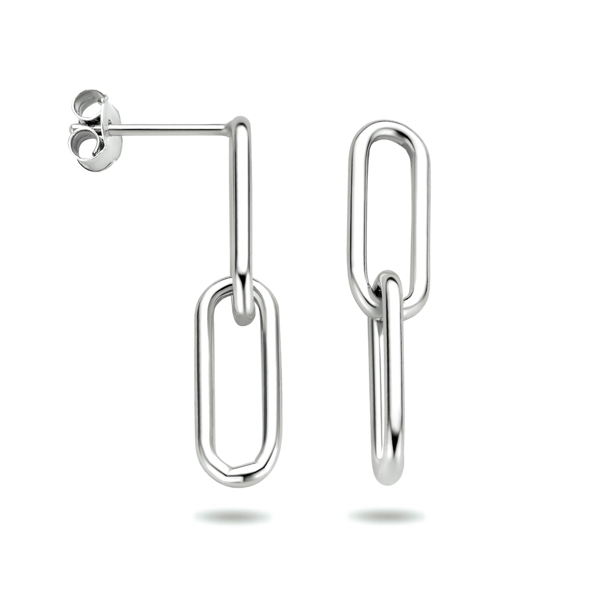 Oorhangers paperclip zilver gerhodineerd