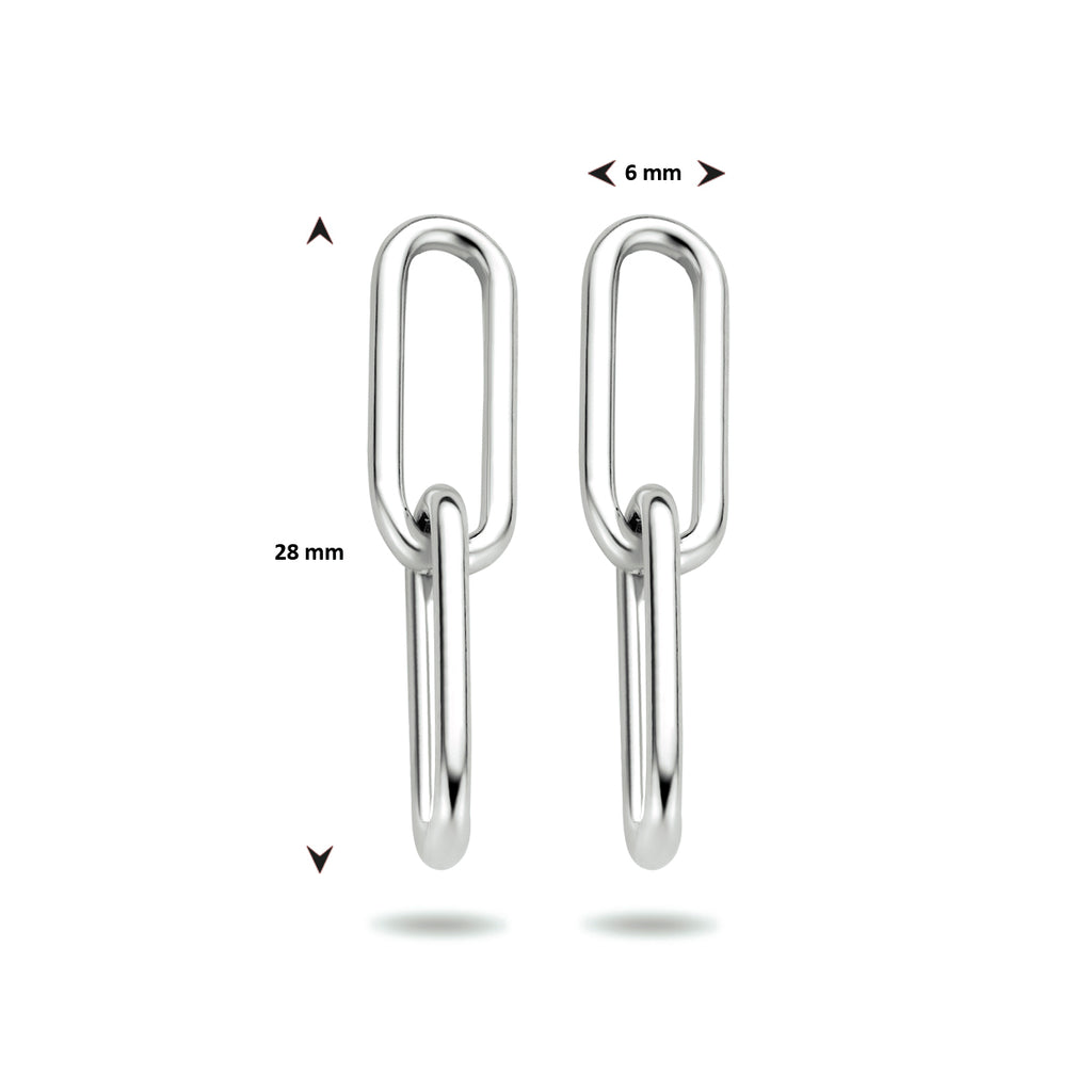 Oorhangers paperclip zilver gerhodineerd
