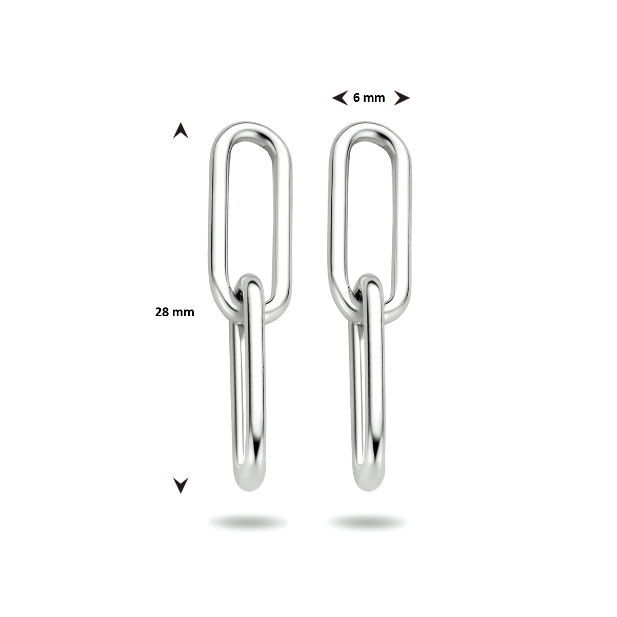 Oorhangers paperclip zilver gerhodineerd