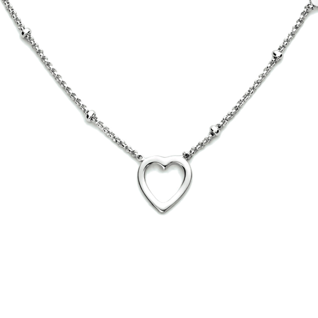 Collier hartjes 36 + 3 cm zilver gerhodineerd