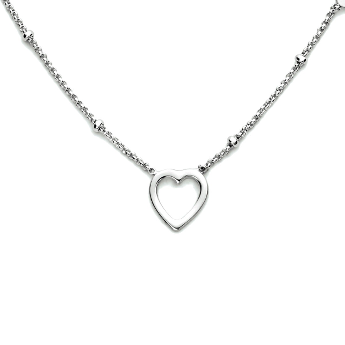 Collier hartjes 36 + 3 cm zilver gerhodineerd