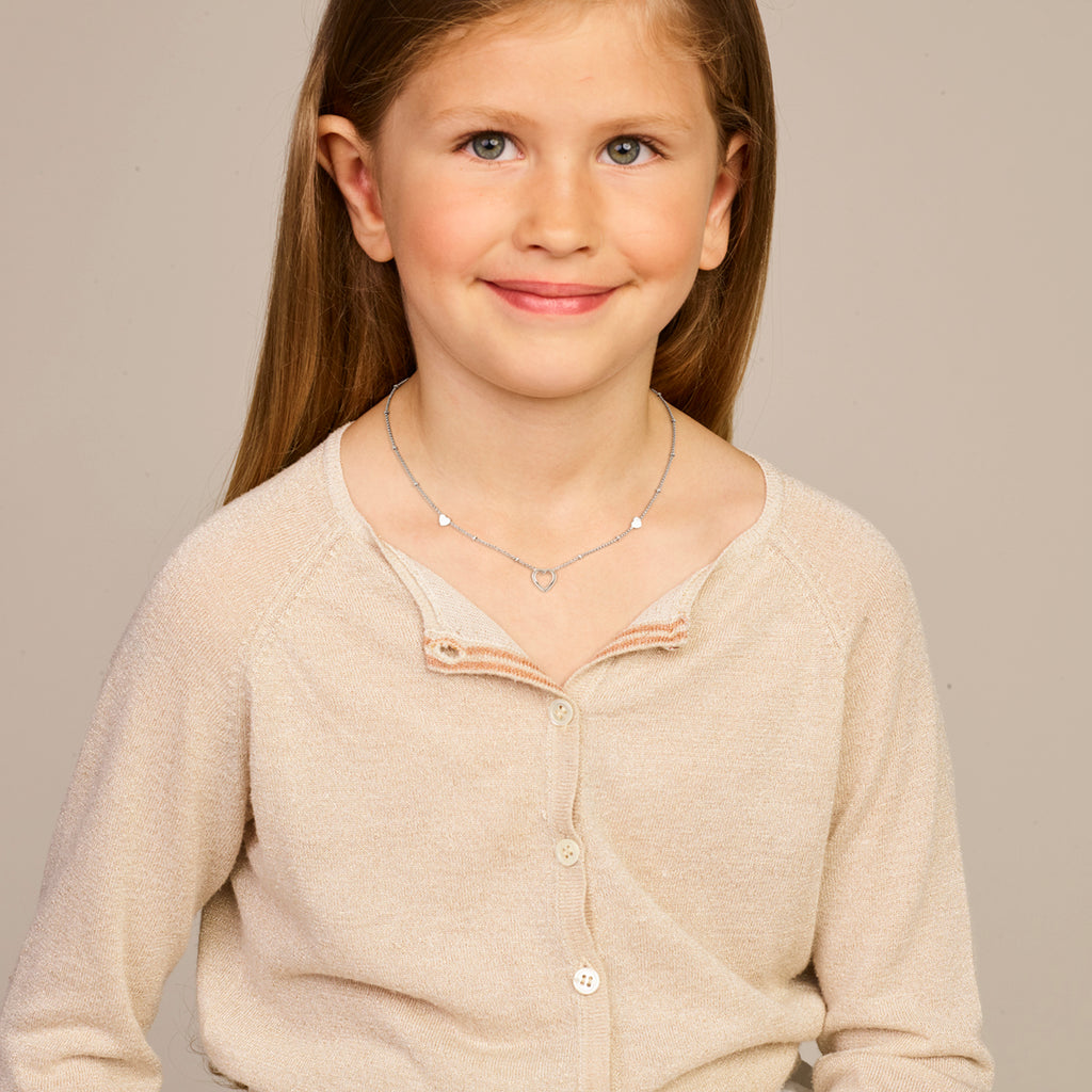 Collier hartjes 36 + 3 cm zilver gerhodineerd