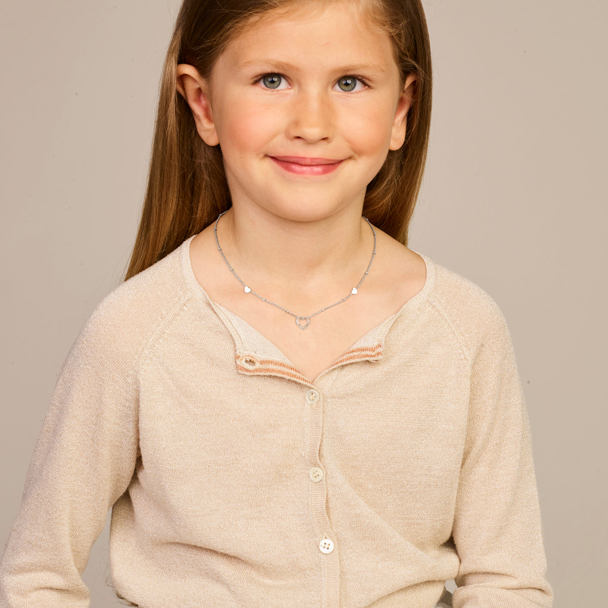 Collier hartjes 36 + 3 cm zilver gerhodineerd