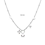 Collier hartjes 36 + 3 cm zilver gerhodineerd