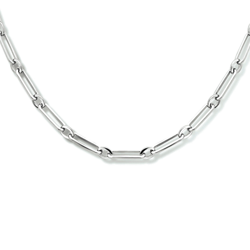 Collier paperclip vierkante buis 3,2 mm 45 cm zilver gerhodineerd