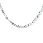 Collier paperclip vierkante buis 3,2 mm 45 cm zilver gerhodineerd