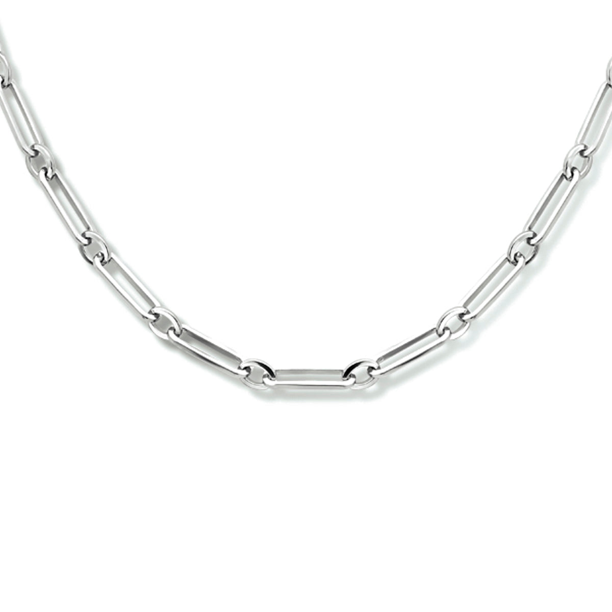 Collier paperclip vierkante buis 3,2 mm 45 cm zilver gerhodineerd